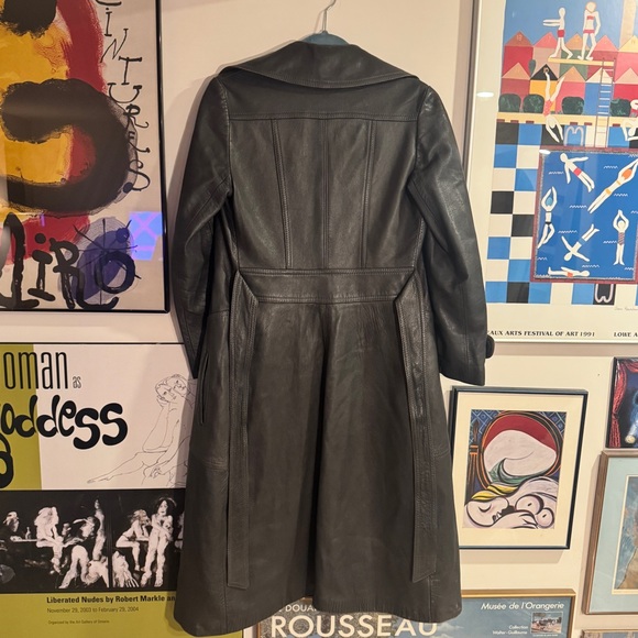 Vintage Gray Long Leather Trench Coat - women’s XS - Picture 9 of 16
